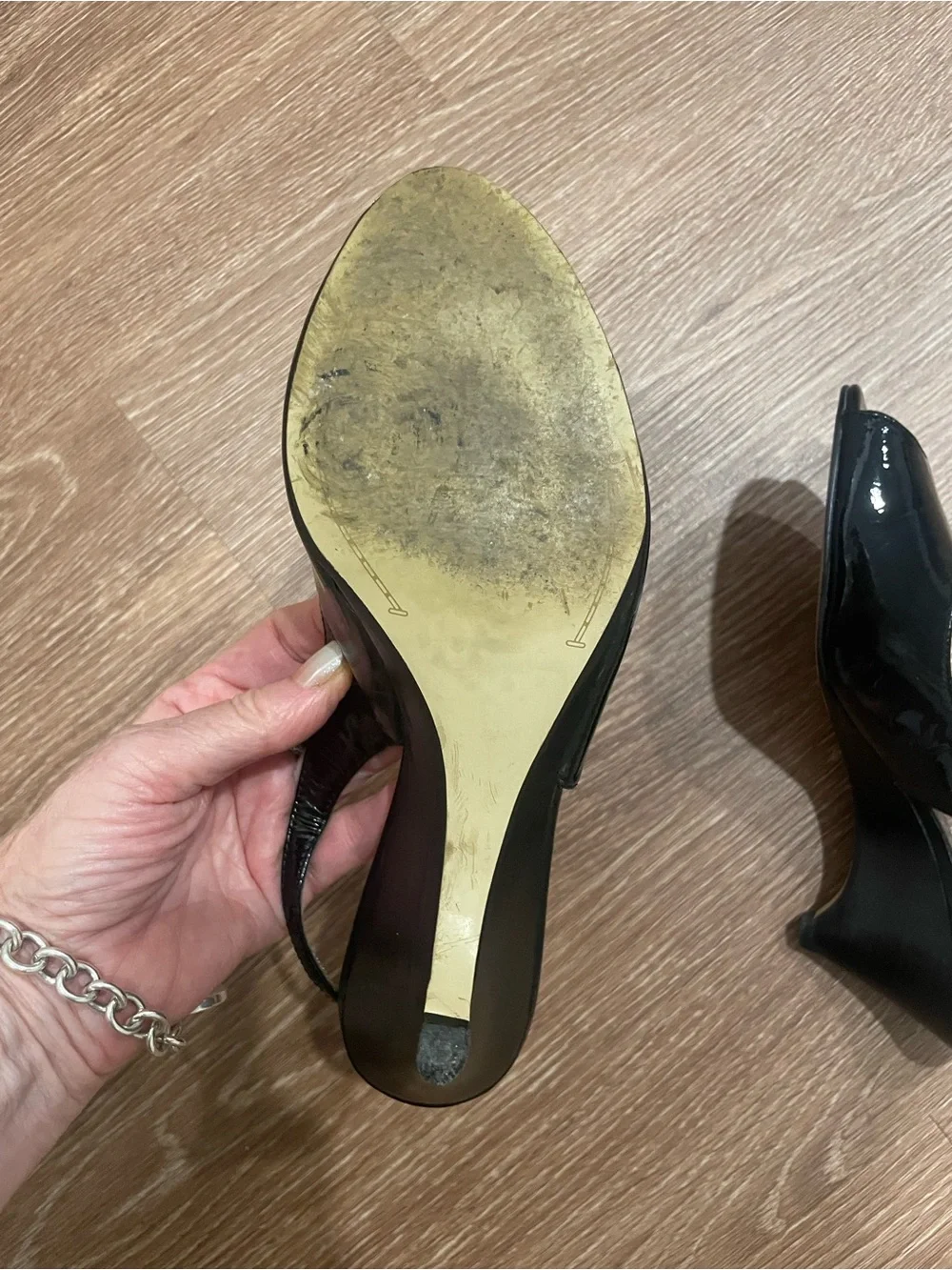 Franco Sarto NAVY Patent Peep-Toe Slingback Wedge